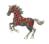 Broche de diamantes de imitación del año del caballo, broche de cristal vintage de pony, broches de solapa, accesorios de animales del zodiaco, joyería de Año Nuevo para mujer, pin de solapa