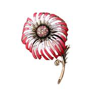 Broche de diente de león de cristal chapado en oro antiguo, joyería de aceite con pétalos de espalda abierta, accesorio floral vintage, adorno de hojas, broche chapado en oro, talla única, como se
