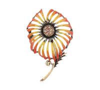 Broche de diente de león hecho a mano, chapado en oro antiguo, joyería floral, pétalos de aceite, diamantes de imitación, accesorio central de lujo, One Size, como se describe