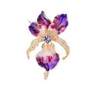Broche de diseño de flores de lirios con acabado de aceite de goteo, construcción de cobre resistente, 11 g, ajuste cómodo, unisex, resistente a la oxidación, talla única, como se describe