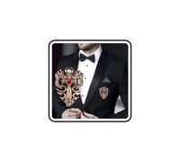 Broche de doble dragón de cristal, diseño gótico de espada, corona, solapa, alfiler, alfiler, vintage, abrigo, traje, falda, accesorios para hombres y mujeres, Einheitsgröße, Diamante de imitación