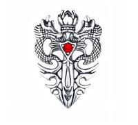 Broche de doble dragón de cristal, diseño gótico de espada, corona, solapa, alfiler, alfiler, vintage, abrigo, traje, falda, accesorios para hombres y mujeres, Einheitsgröße, Diamante de imitación