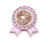 Broche de dos insignias de retrato de animales de fénix chino, color rosa, Medium, Metal