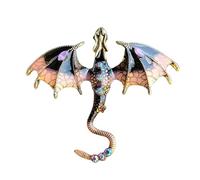 Broche de dragón, broche vintage de aleación de dragón, broche de animal de dragón, insignia de alas de dragón de moda, broche esmaltado para bolsas, broche colorido de dragón mosca para fiesta, pin