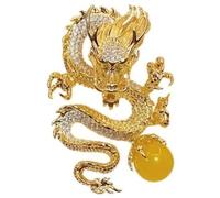 Broche De Dragón Chino Vintage Dragón Chino Zodiac Esmalt Broche Insignias De Perla Leyenda Animal Animal De Joya Para Hombres Mujeres