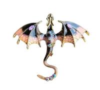 Broche de dragón esmaltado, pin de solapa de dragón de estilo vintage, broche decorativo con alas | Pin retro hecho a mano con acabado esmaltado detallado, accesorio de de traje para bodas