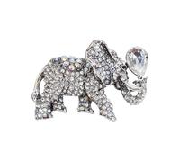 Broche de elefante hecho a mano con diamantes de imitación que combina un moderno broche de elefante con simbolismo, One Size, como se describe