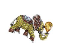 Broche de elefante hecho a mano con diamantes de imitación que combina un moderno pin de insignia de la suerte, símbolo de la suerte, pin de solapa, talla única, como se describe