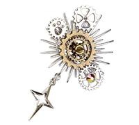 Broche de engranaje de aleación oscura con detalles intrincados para los amantes de la moda punk rock, insignia única con colgante de estrella