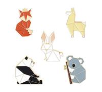 Broche de esmalte de origami Animal Fox Personalizado Panda Koala Alpaca Conejo Broche Bolsa Ropa Broche Insignia Dibujos Animados Joyería Niño Amigo