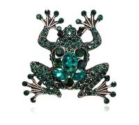Broche de esmalte de rana verde de moda con detalles de cristal insignia animal vintage cultura pop Pin de solapa, Normal, Metal no precioso
