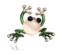 Broche de esmalte de rana verde de moda con detalles de cristal insignia animal vintage cultura pop Pin de solapa, Normal, Metal no precioso