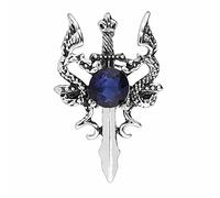 Broche de espada de cristal de doble dragón, pin de moda, insignia vintage para abrigo, falda y accesorios para hombre, adolescente y mujer