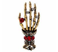Broche de esqueleto de mano de cristal, Vintage Punk cráneo palmera corpiño Rhinestone insignia traje falda perno prisioneros Hip-Hop Halloween accesorios para mujeres niñas, Diamante de imitación
