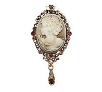 Broche de estatua de camafeo para mujer, ropa de fiesta, sombrero, Piedra Vidrio Piedra Esmaltado cristal, zirconia cúbica Ágata Obsidiana