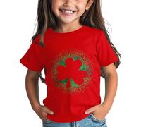 Broche de estrás St Day Shirt Graphic Tee Comfort Fit for Daily Wear Green Ages 1 15 Shirt mit Volant Damen, rojo, 6-7 años