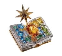 Broche de estrella de ocho puntas con piedras brillantes, accesorios para ocasiones elegantes, broche de cristal entero