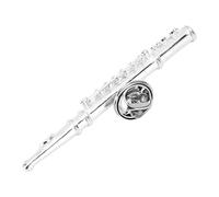 Broche de flauta en miniatura plateado con estuche, broche para instrumentos musicales, accesorios para colección de regalos, decoración, adornos, idea de regalo