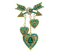 Broche de flecha de amor con diamantes de imitación, broche de cristal dorado refinado para mujeres y niñas, gran accesorio elegante para ocasiones especiales, One Size, Metal