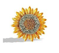 Broche de flor amarilla con diamantes de imitación de girasol, broche de cristal esmaltado, broche para mujer, Acero inoxidable, N/C