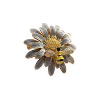 Broche De Flor Broche de Margarita pequeña y abeja colorida, broches artísticos Retro de girasol, 2 uds.(Grey)