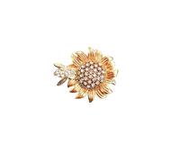 Broche De Flor Broche de Margarita pequeña y abeja colorida, broches artísticos Retro de girasol, 2 uds.(White)