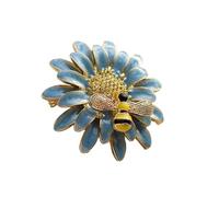 Broche De Flor Broche de Margarita pequeña y abeja colorida, broches artísticos Retro de girasol, 2 uds.(Blue)