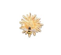 Broche De Flor Broche de Margarita pequeña y abeja colorida, broches artísticos Retro de girasol, 2 uds.(Gold)