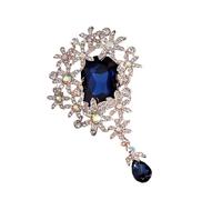 Broche de flor de aleación sólida con acento de cristal, hecho a mano, uso formal y diario, refinado, para mujer, fiesta, boda, declaración, talla única