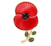 Broche de flor de amapola roja para recuerdo del día del domingo para no olvidar el día de los veteranos, regalo del día conmemorativo