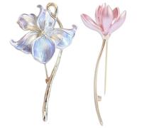 Broche de Flor de Loto para Mujer,2PCS Pin De Solapa De Flor Rosa,para Blusa,Traje,Oficina y Fiestas,Regalo de Joyería en Aleación