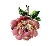 Broche de flor de peonía de moda para mujer con esmalte y perlas, accesorio versátil para cualquier atuendo elegante, pin de flor de peonía, talla única, como se describe