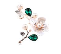 Broche de Flor de Perla, Pin Elegante para Mujer, Broche de Cristal Rojo, Accesorios de Ropa, joyería de Boda