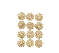 Broche De Flor Paquete de 12 piezas broches con diamantes imitación y flores pequeñas for mujer o ramos boda(Gold)