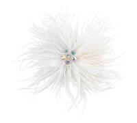 Broche de flor y pluma de 14 cm con pedrería, gran formato elegante para mujer y hombre, diseño floral brillante para vestir, chaqueta o chal, accesorio de moda para boda o noche, Grand, Metal