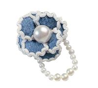 Broche de flores de camelia con perlas retro, delicada, pajarita, fácil de usar, versátil, regalo de joyería retro, talla única, como se describe