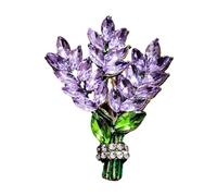 Broche de flores de lavanda, broche de ramo de cristal con diamantes de imitación, pin de solapa de flores, accesorios elegantes, broches de joyería para mujer, broches morados de moda, joyería de