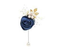 Broche de flores para boda, graduación, ceremonia, banquete, boda, boutonnieres, novio, padrinos de boda, novia, ojal de flores, Blue 3_2PCS, fibra sintética