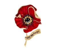 Broche de flores para mujer Lest We Forget, Metal Acrílico, Circonia cúbica
