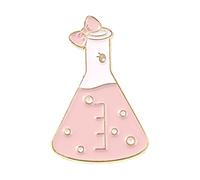Broche de flores para mujer, vaso de botella de experimento, arco iris, broche de metal para joyería, ropa, bolsa, joyería, regalo, perla, talla única, Metal
