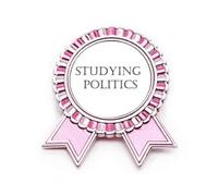 Broche de frase corta para estudiar política, color rosa, Medium, Metal