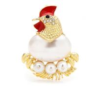 Broche de gallinas con forma de huevo y perlas, Piedra Vidrio Piedra Esmaltado cristal, No es una piedra preciosa