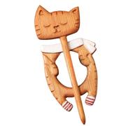 Broche de gato - Broche de madera de 6 cm, accesorio creativo de animales, decoración ligera de ropa, pin de reunión elegante de larga duración para mujeres y hombres, bonito regalo de joyería de