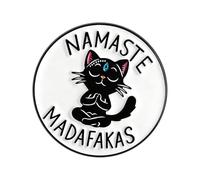 Broche de gato inspirado en dibujos animados con pin esmaltado y pose para amantes de los animales, regalo humorístico, broche de meditación para gatos