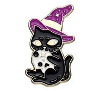 Broche de gato: taza de agua divertida gato de dibujos animados con escoba - pin esmaltado, Klein, Metal no precioso