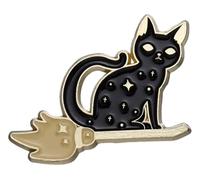 Broche de gato: taza de agua divertida gato de dibujos animados con escoba - pin esmaltado, Klein, Metal no precioso