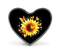 Broche de girasol con mariposas amarillas, bonito broche de metal con forma de corazón para solapa, para hombres, mujeres, ropa, bolsos, sombreros, accesorios de joyería.