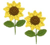 Broche de girasol de ganchillo hecho a mano para mujer, pines artificiales de girasol, insignias de solapa de girasol de punto, 1.57 x 1.18 x 2.36 Inch, Lana Metal, No es una piedra preciosa