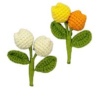 Broche de girasol de moda con acabado de hilo de lana de ganchillo, flor de ganchillo, broche de solapa de ramo de tulipanes artificiales para mujer, 8x4cm, Metal Hilo de lana metal, Sin piedra