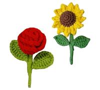 Broche de girasol de moda con acabado de hilo de lana de ganchillo, flor de ganchillo, broche de solapa de ramo de tulipanes artificiales para mujer, 8x4cm, Metal Hilo de lana metal, Sin piedra